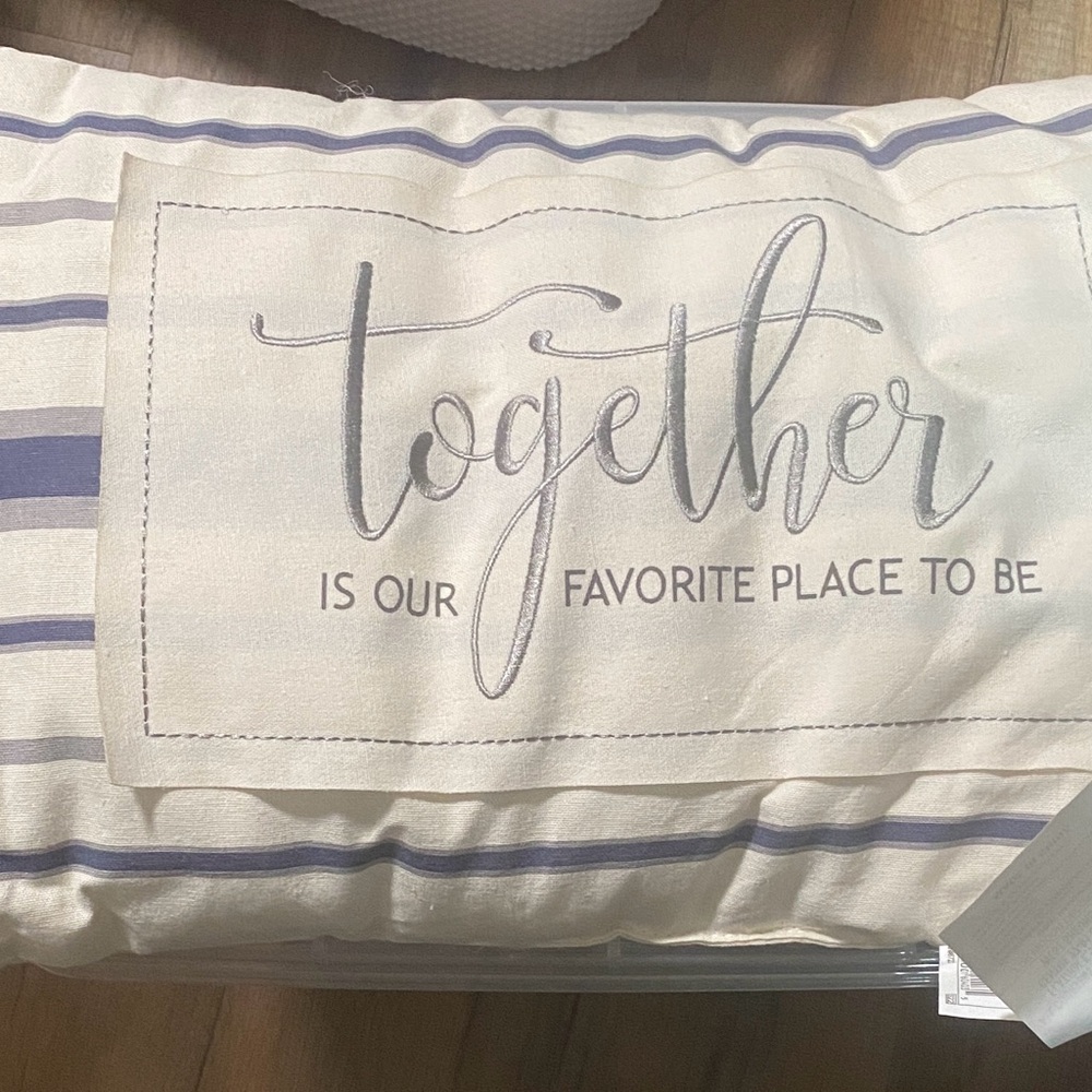 Striped Pillow with 'Together' Text